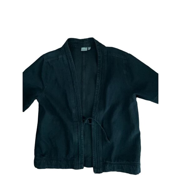 ASOS Black Denim 3/4 Sleeves Open front Cardigan Size Med - Picture 4 of 11